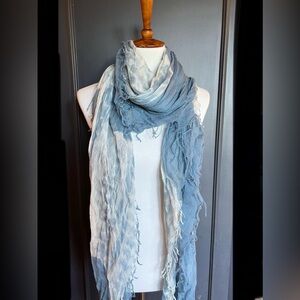 New Auth Chan Luu Tie Dye Print Cashmere Silk Scarf Color: Blue Mirage